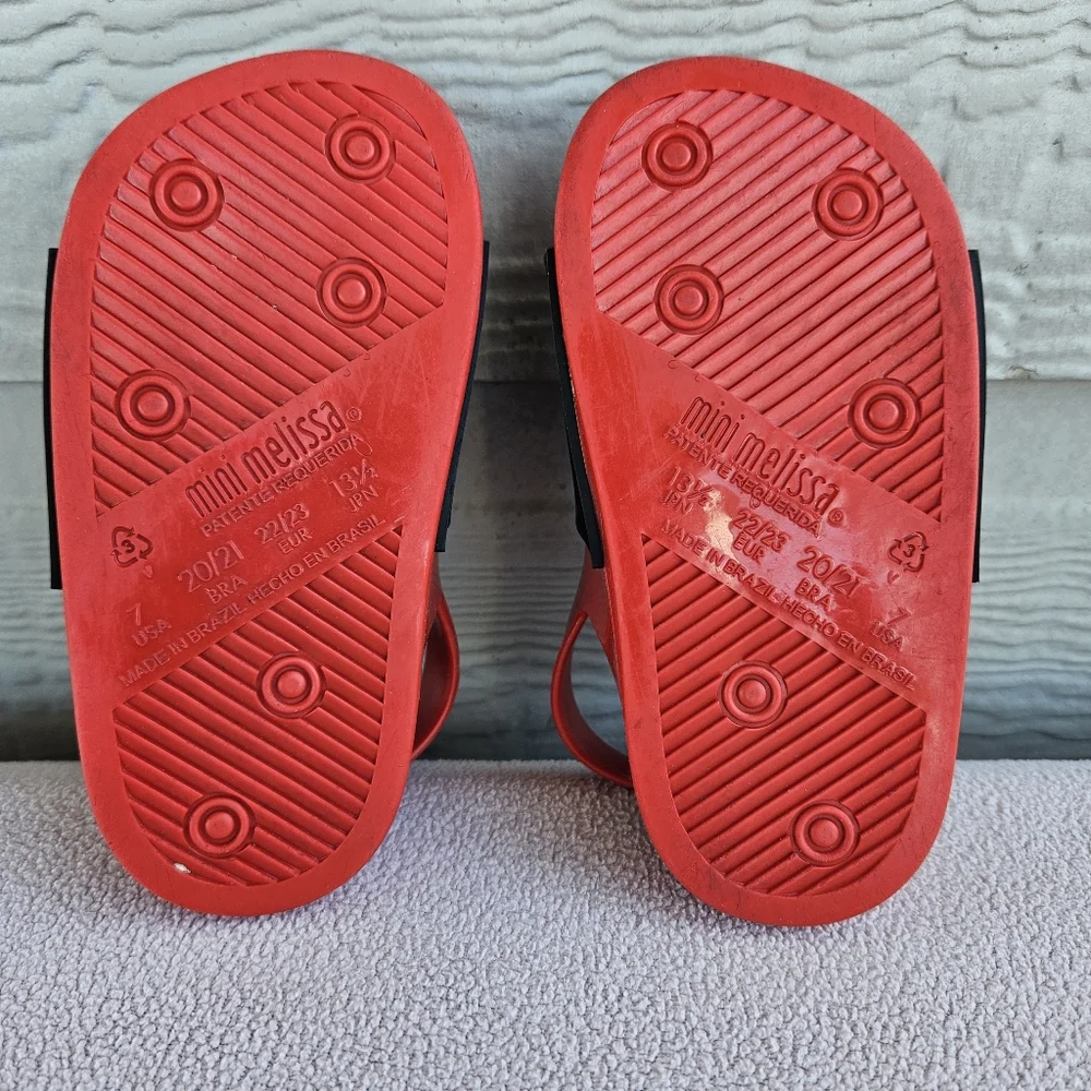 Mini Melissa Disney Mickey Mouse Sandal SZ 7 Hook & Loop Jelly Red Black